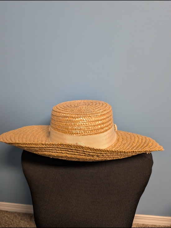 Accessories - Natural Straw Wide Brim Sun Hat with Cream Band